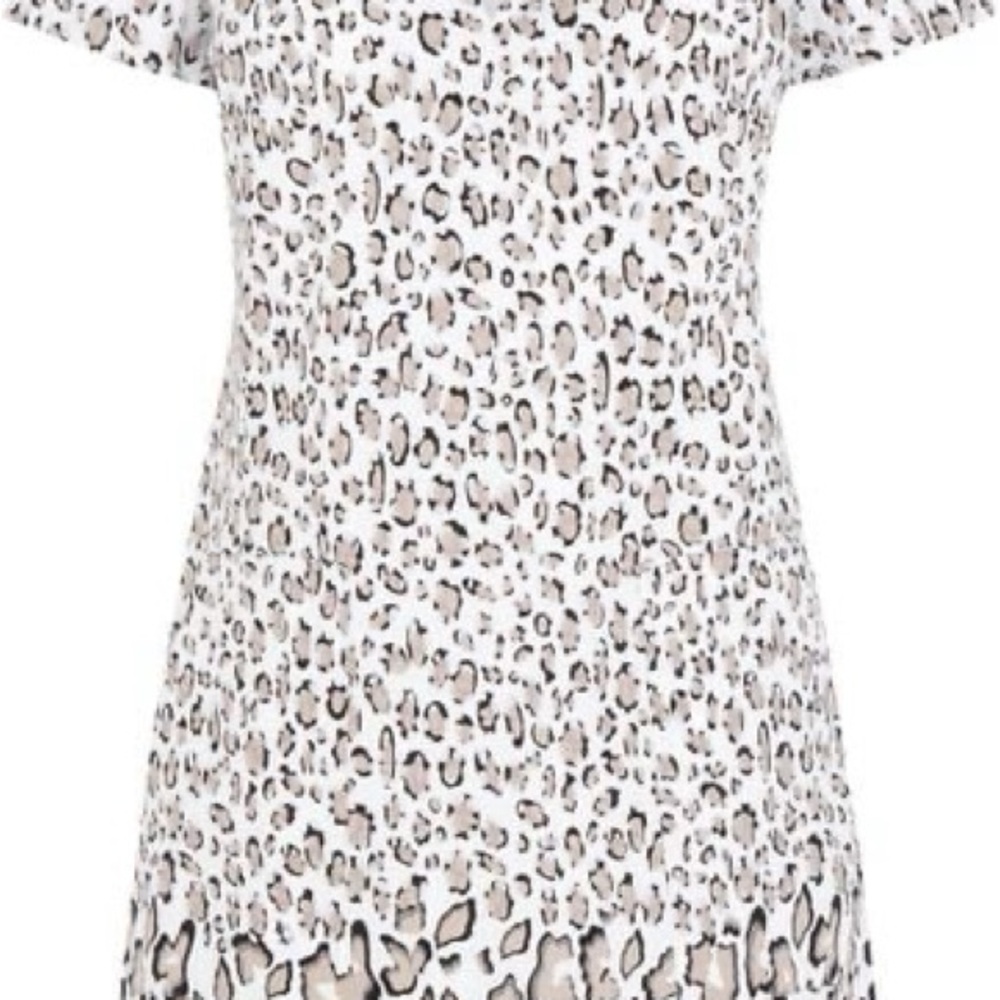 Karen Millen White and Brown Animal Print Mini Dress